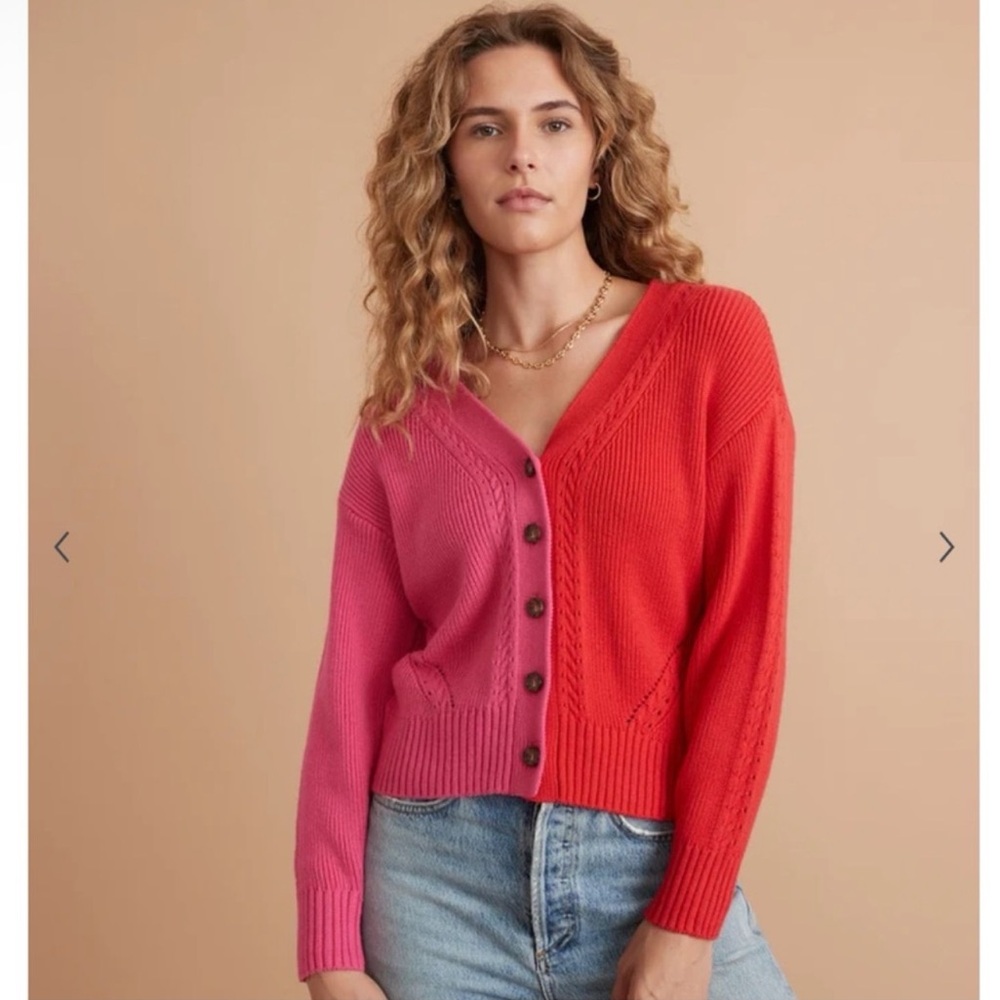 Marine Layer Color Block Cardigan Merino Wool Blend Size XS